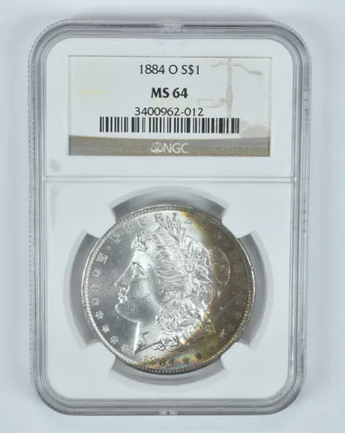 MS64 1884-O Morgan Silver Dollar - Graded NGC Rainbow Toned *8334