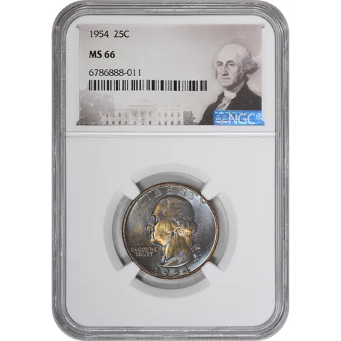 MS66 1954 Washington Quarter NGC Beautifully Toned a2889