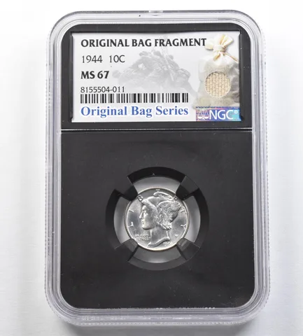1944 Mercury Dime Original Bag Fragment MS67 NGC *0424