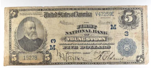 1902 $5 National Currency Note Youngstown OH Ch#3 Large Note *5635