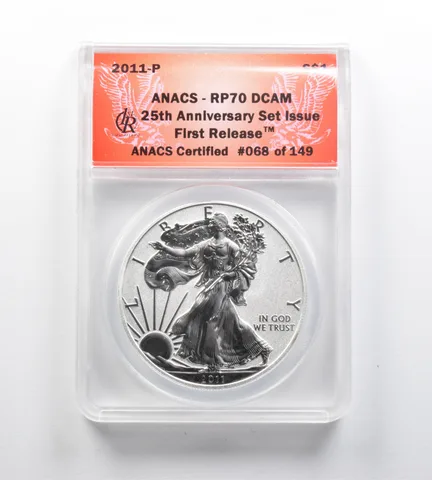 RP70 DCAM 2011-P American Silver Eagle 25th Anniv Set Issue FR ANACS a0213