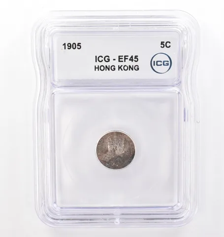 1905 Hong Kong 5 Cents EF45 ICG Beautiful Tone *0101