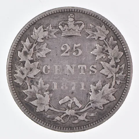 Better Date - 1871 Canada 25 Cents World Coin- Silver *350