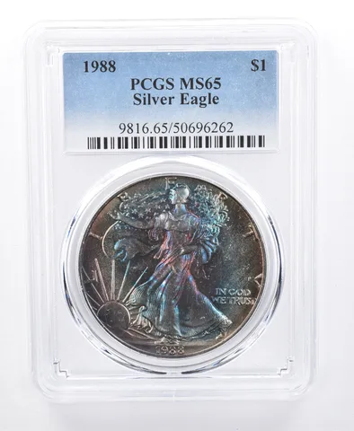 1988 American Silver Eagle MS65 PCGS Monster Tone *8650