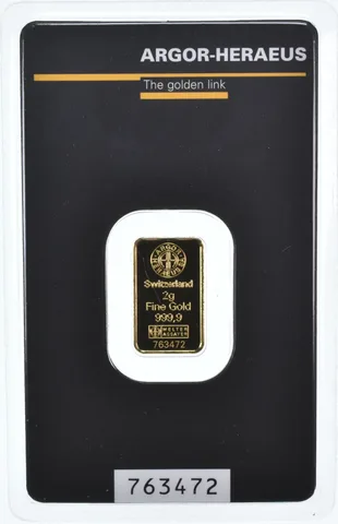 2 Gram Gold Argor-Heraeus In Assay