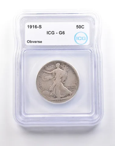1916-S Walking Liberty Half Dollar G6 Obverse ICG *5104