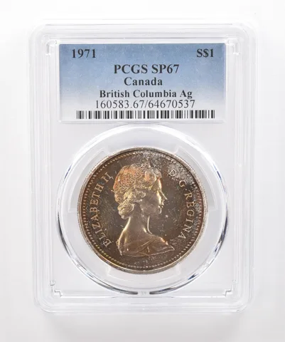 1971 Canada 1 Dollar Silver British Columbia SP67 PCGS Beautiful Tone *1937