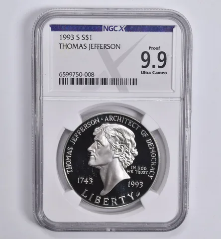 1993-S Thomas Jefferson Commemorative Dollar Proof 9.9 NGC X NGCX