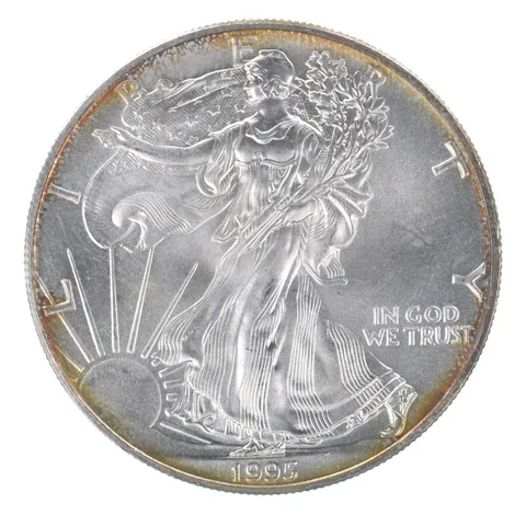 Beautiful Toned - 1995 American Silver Eagle 1 Troy Oz .999 Fine Silver *111