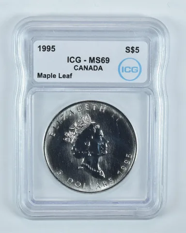 1995 Canada 5 Dollars Silver Maple Leaf 1 Oz MS69 ICG