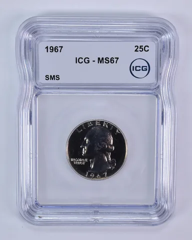 1967 Washington Quarter SMS MS67 ICG