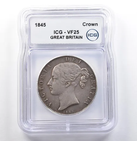 1845 Great Britain Crown VF25 ICG a9897