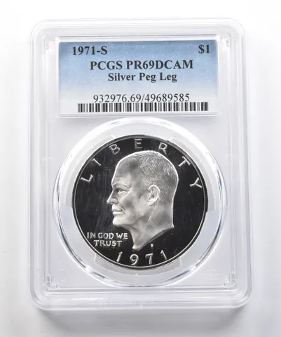 1971-S Eisenhower Dollar Silver Peg Leg PR69 DCAM PCGS *8385