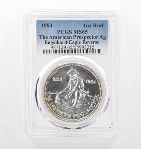 1984 Engelhard Prospector 1 Oz Silver Eagle Reverse MS65 PCGS Nice Tone *2183