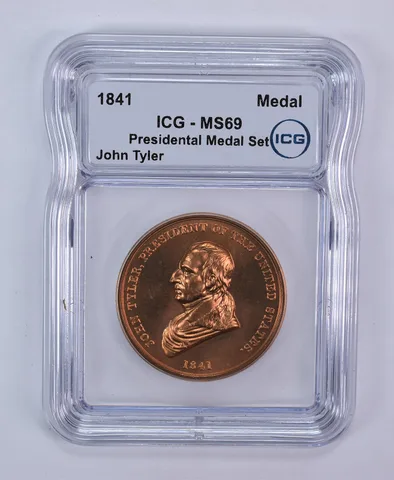 (1841) Bronze Medal John Tyler Presidential Medal Set MS69 ICG