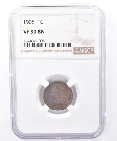1908 Indian Head Cent VF30 BN NGC Beautiful Tone *9312