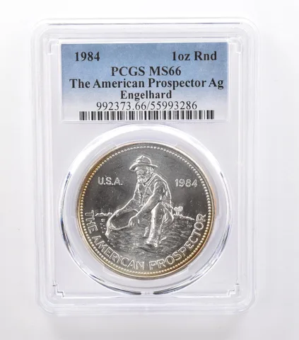 1984 Engelhard American Prospector 1 Oz Silver MS66 PCGS Beautiful Tone *9233