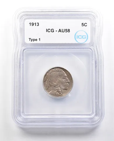 1913 Indian Head Buffalo Nickel Type 1 AU58 ICG *3558