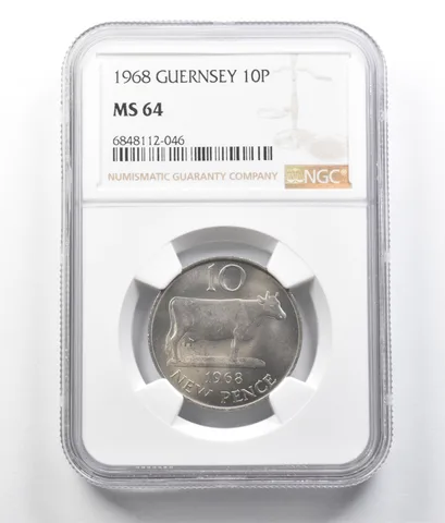 1968 Guernsey 10 Pence MS64 NGC *7045