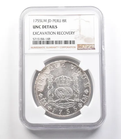 1755 LM JD Peru 8 Reales Unc Details Excavation Recovery NGC *2517