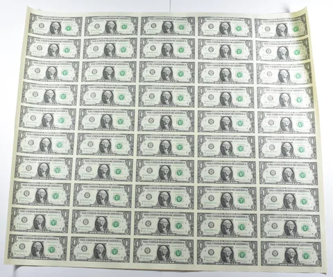 Lot (50) 2017 $1 New York NY FRN Uncut Sheet *8575