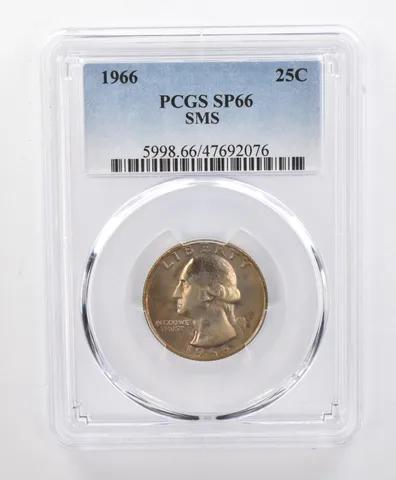 SP66 1966 SMS Washington Quarter PCGS Beautifully Toned a1224