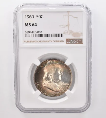 1960 Franklin Half Dollar MS64 NGC Beautiful Tone *9875
