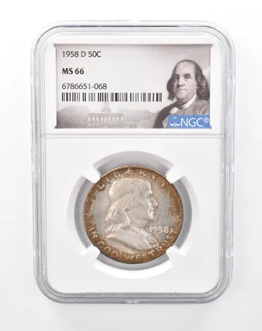 1958-D Franklin Half Dollar MS66 NGC Beautiful Tone a7504