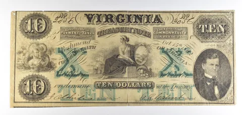 1862 $10 Richmond VA Treasury Note Obsolete Note *8751