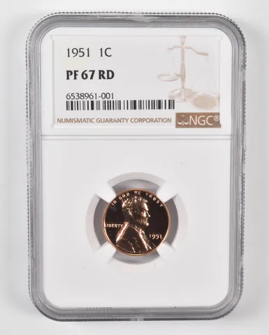 1951 Lincoln Wheat Cent PF67 RD NGC Brown Lbl