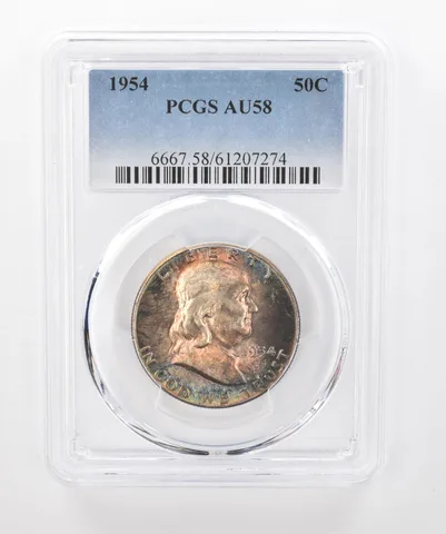1954 Franklin Half Dollar AU58 PCGS Beautiful Tone *1450