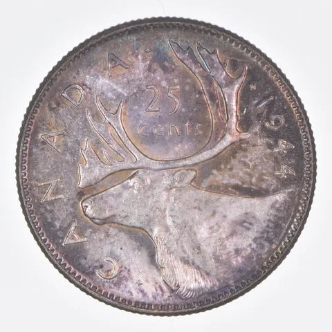 Better Date - 1944 Canada 25 Cents World Coin- Silver *327