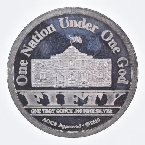 2010 Republic of Texas FIFTY .999 Fine Silver 1 Oz Round *548