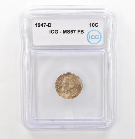 1947-D Roosevelt Dime MS67 FB ICG Beautiful Tone a3915