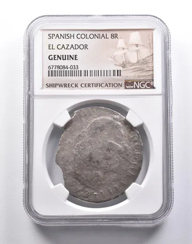 Genuine 1772 El Cazador Spanish Colonial 8 Reales NGC Shipwreck Cert *3708