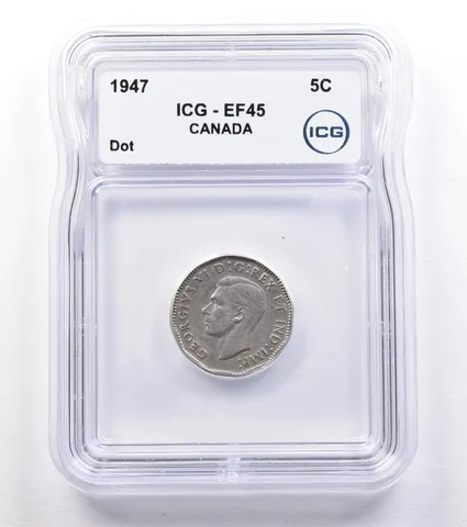 1947 Canada 5 Cents Dot EF45 ICG *1808