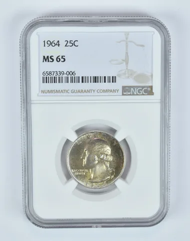 MS65 1964 Washington Quarter NGC End of Roll Toner a4938