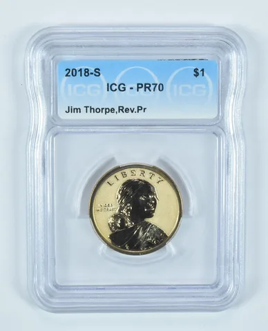 2018-S Sacagawea $1 Jim Thorpe Reverse Proof PR70 ICG