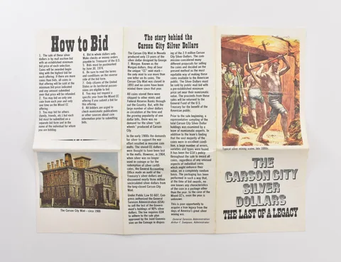 GSA The Carson City Silver Dollars Morgan CC Legacy Brochure *9799
