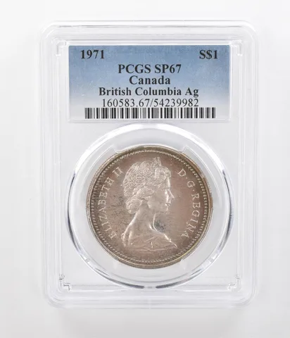 1971 Canada 1 Dollar Silver British Columbia SP67 PCGS Beautiful Tone a1221