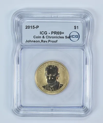 2015-P Presidential $1 Johnson Coin & Chronicles Set Reverse PR69+ ICG