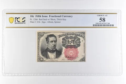 10 Cent Fifth Issue Fractional Currency Fr#1266 Choice AU 58 PCGS *6890