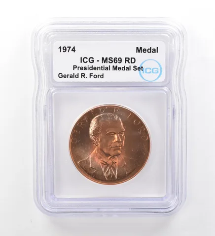 (1974) Presidential Medal Set Gerald R Ford MS69 RD ICG Beautiful Tone a1990