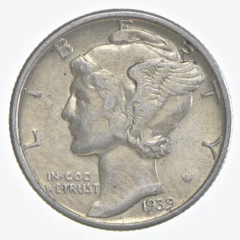 1939 (P) Mercury Dime 90% Silver AU Almost Unc