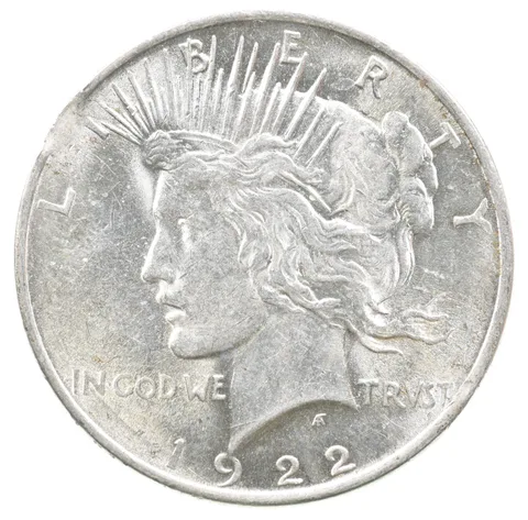 1922 Peace Silver Dollar Clipped Planchet ERROR *6699