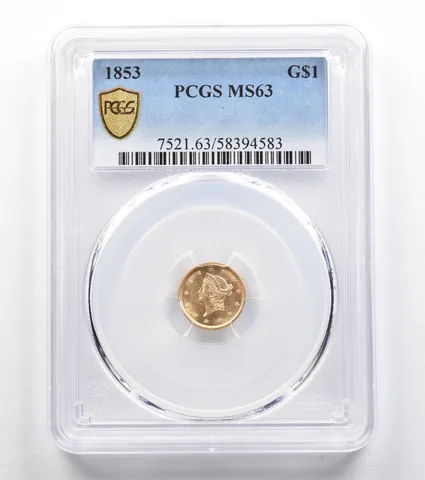 1853 $1 Liberty Head Gold Dollar MS63 PCGS *9608