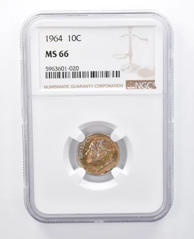 1964 Roosevelt Dime MS66 NGC Beautiful Tone *7979
