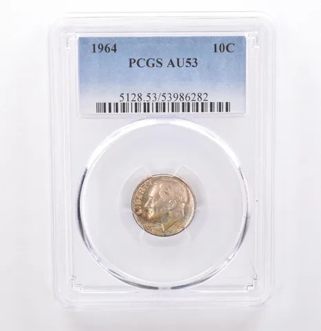 1964 Roosevelt Dime AU53 PCGS Beautiful Tone *9313
