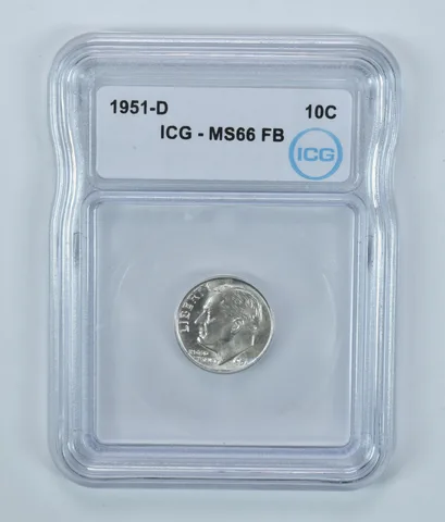 1951-D Roosevelt Dime MS66 FB ICG
