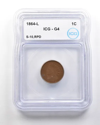 1864-L Indian Head Cent Mint Error S-10 RPD G4 ICG *1743